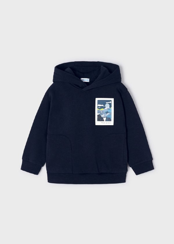 MAYORAL Felpa blu con cappuccio stampata Better Cotton bambino 04427 BLU NOTTE