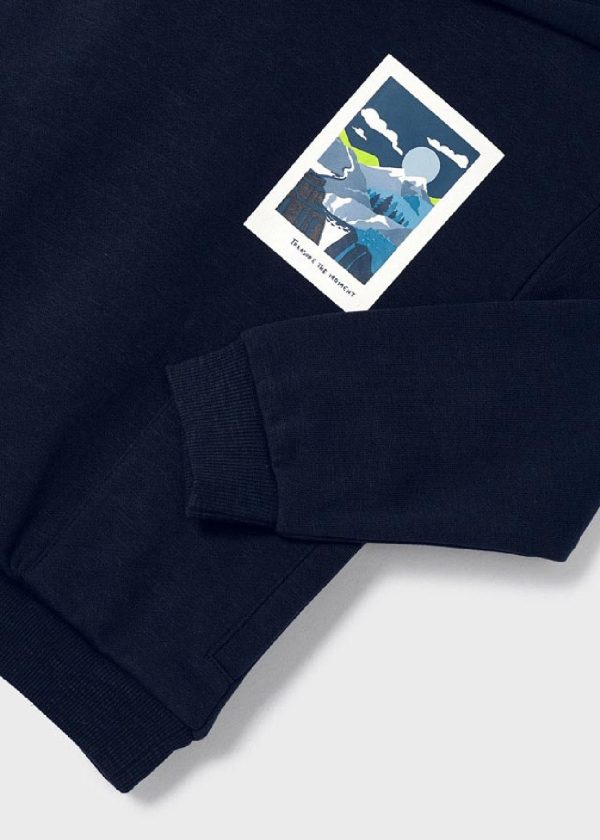 MAYORAL Felpa blu con cappuccio stampata Better Cotton bambino 04427 BLU NOTTE - immagine 2