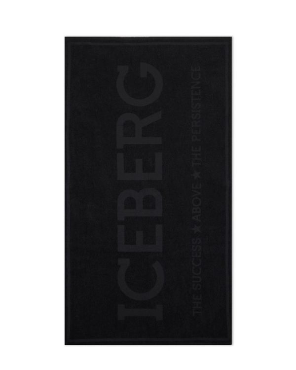 ICEBERG Telo da mare nero con logo Iceberg in trasparenza ICE25TW01 BLACK