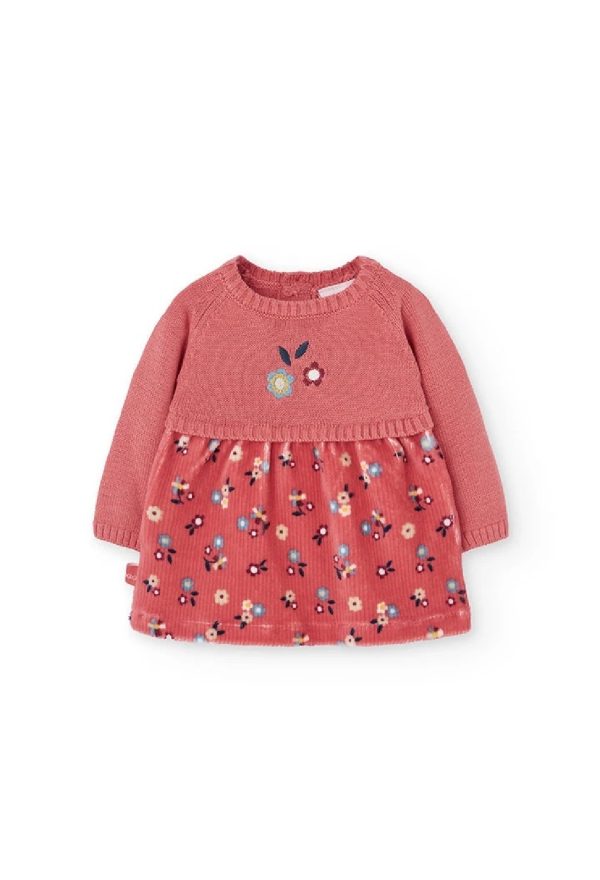 BOBOLI Abito rosa con fiori per neonati 132040 CORALLO
