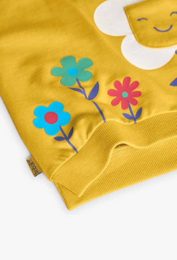 BOBOLI felpa leggera gialla stampa fiori con applicazioni 241007 ocra - immagine 2