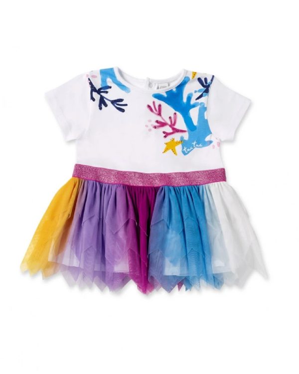 Tuc Tuc Abito da bambina in maglia di tulle bianco WHITE