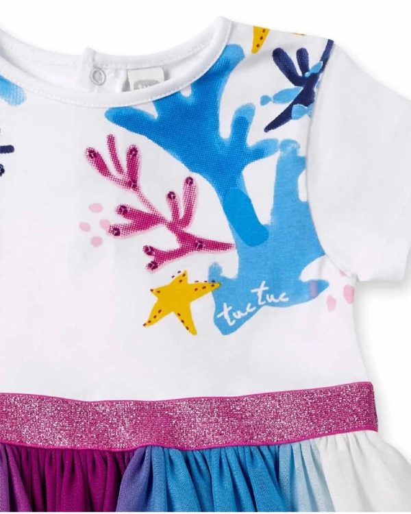 Tuc Tuc Abito da bambina in maglia di tulle bianco WHITE - immagine 2