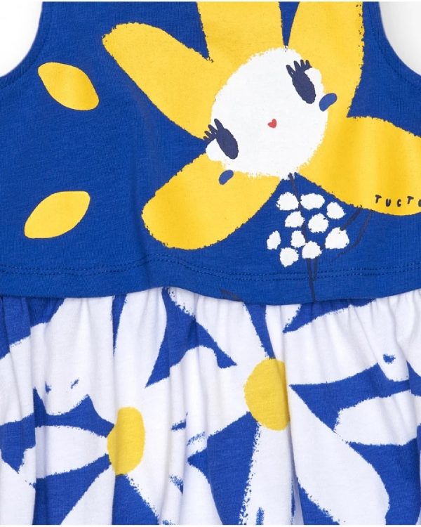 Tuc Tuc Vestito senza maniche per bambina blu con fiore e gonna di margherite 11389595 BLUE - immagine 2