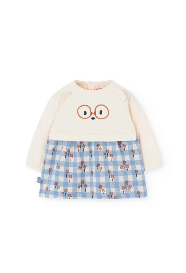 BOBOLI Abito panna e fantasia quadri 112015 ECRU