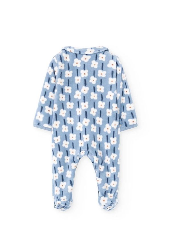 BOBOLI Tutina in ciniglia neonati a fiori blu 112059 STAMPATO