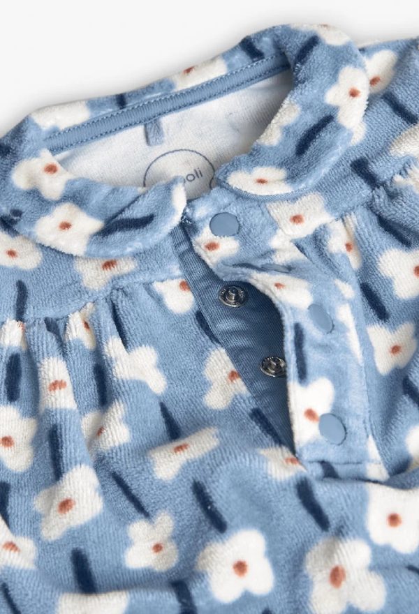 BOBOLI Tutina in ciniglia neonati a fiori blu 112059 STAMPATO - immagine 2