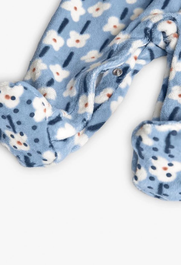 BOBOLI Tutina in ciniglia neonati a fiori blu 112059 STAMPATO - immagine 3