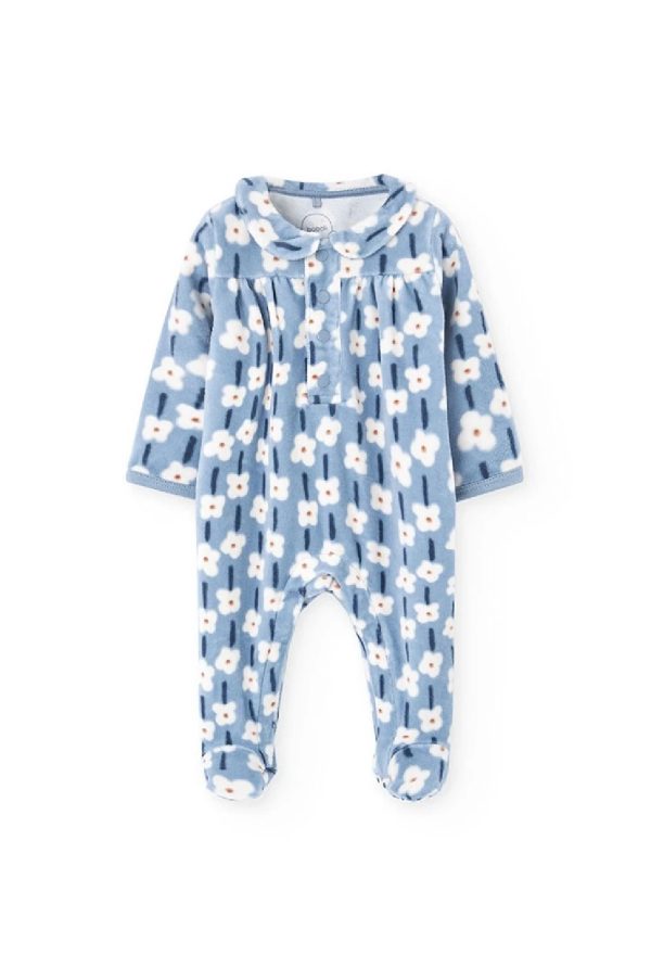BOBOLI Tutina in ciniglia neonati a fiori blu 112059 STAMPATO - immagine 4