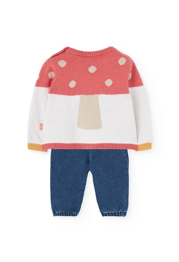 BOBOLI Completo neonato in maglia blu con funghetti 132039 BLUE - immagine 6