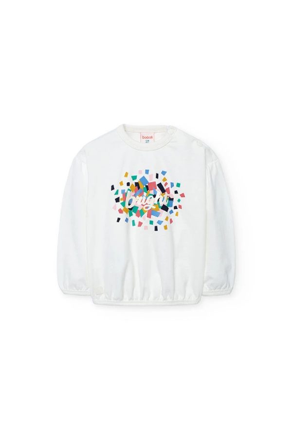 BOBOLI Felpa bambina punto bianco stampato OFF WHITE