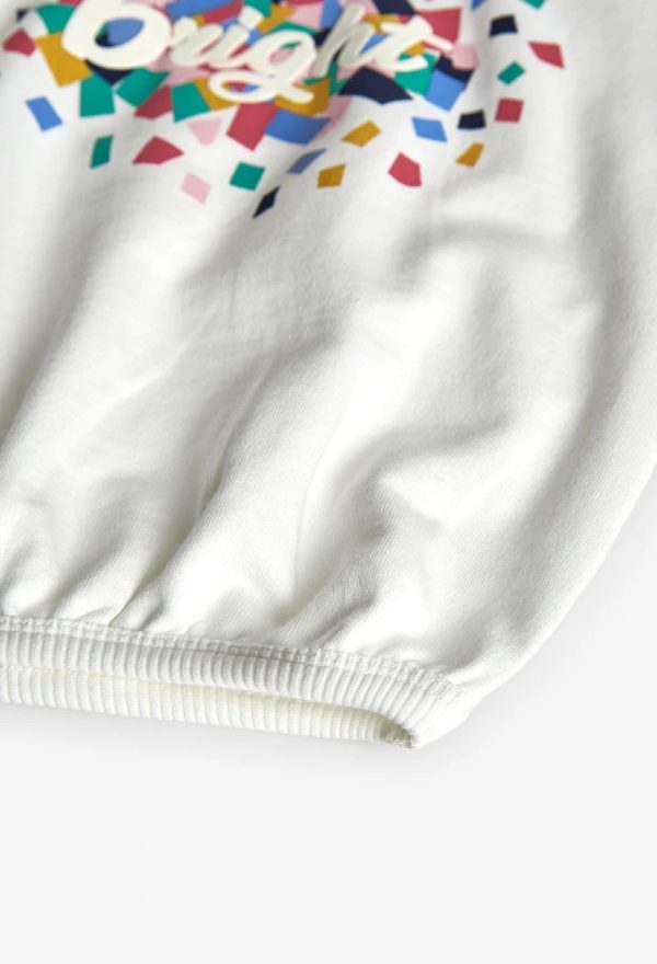 BOBOLI Felpa bambina punto bianco stampato OFF WHITE - immagine 2