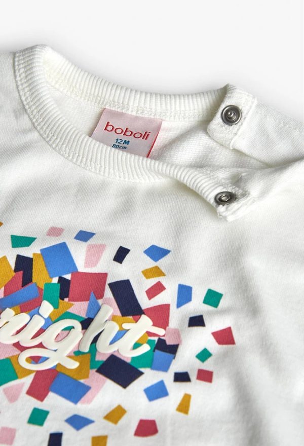 BOBOLI Felpa bambina punto bianco stampato OFF WHITE - immagine 3