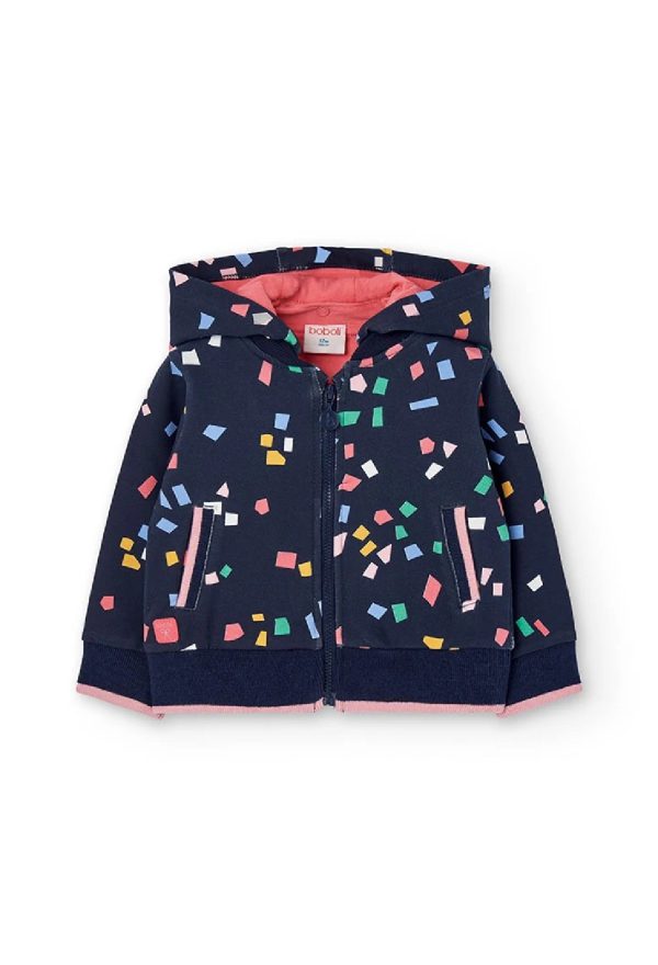 BOBOLI Giacca bambina felpa con cappuccio staccabile STAMPATO