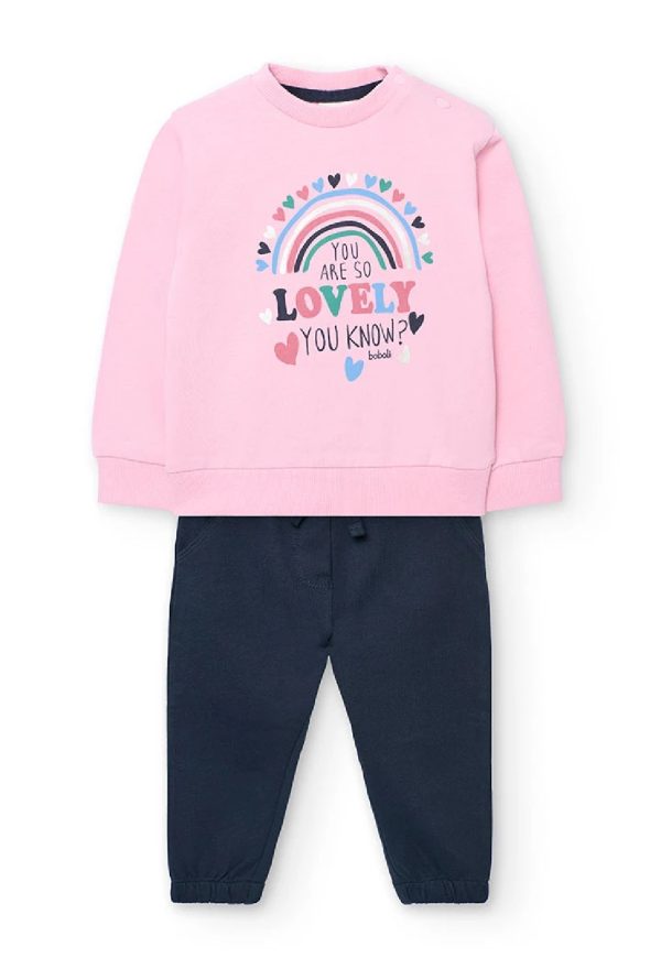BOBOLI Completo cotone caldo bambina maglia+pantalone PETUNIA
