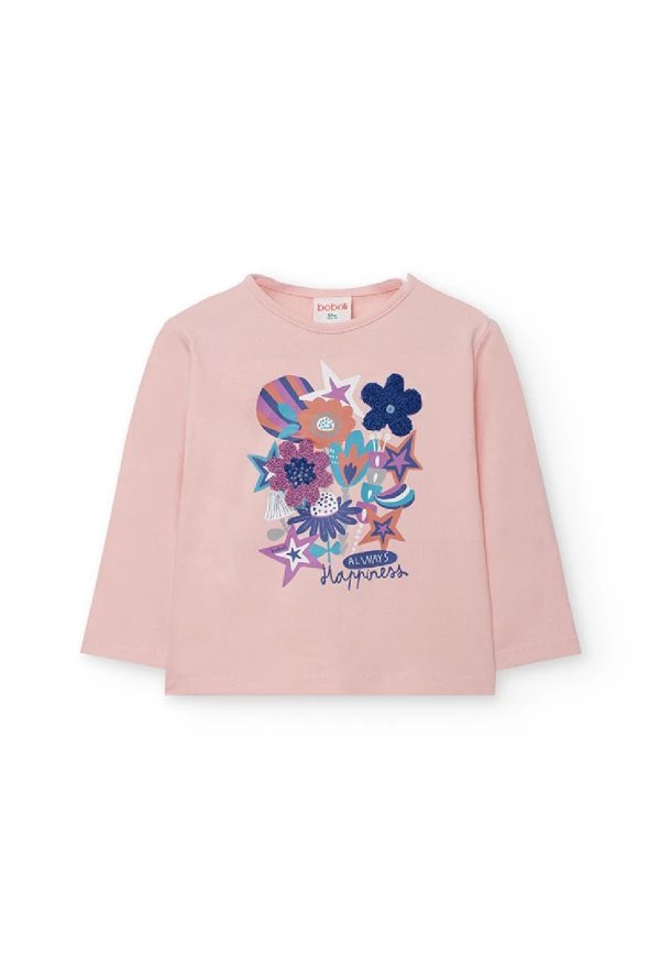BOBOLI Maglietta bambina in tessuto rosa fiori 222017 PINK