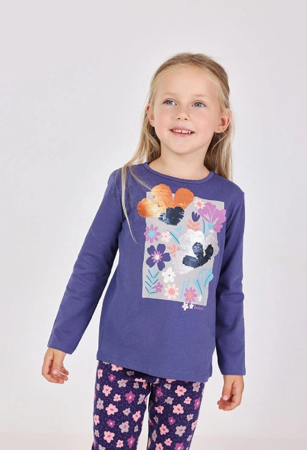 BOBOLI Maglietta bambina in maglia lilla con fiori UVA - immagine 2