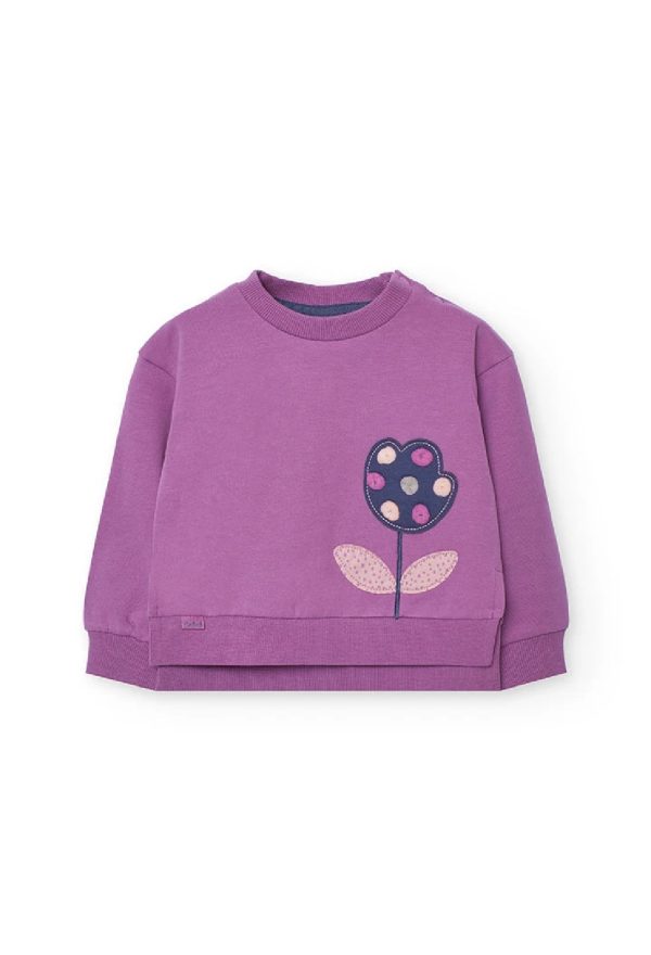 BOBOLI Felpa bambina lilla con fiore Mora
