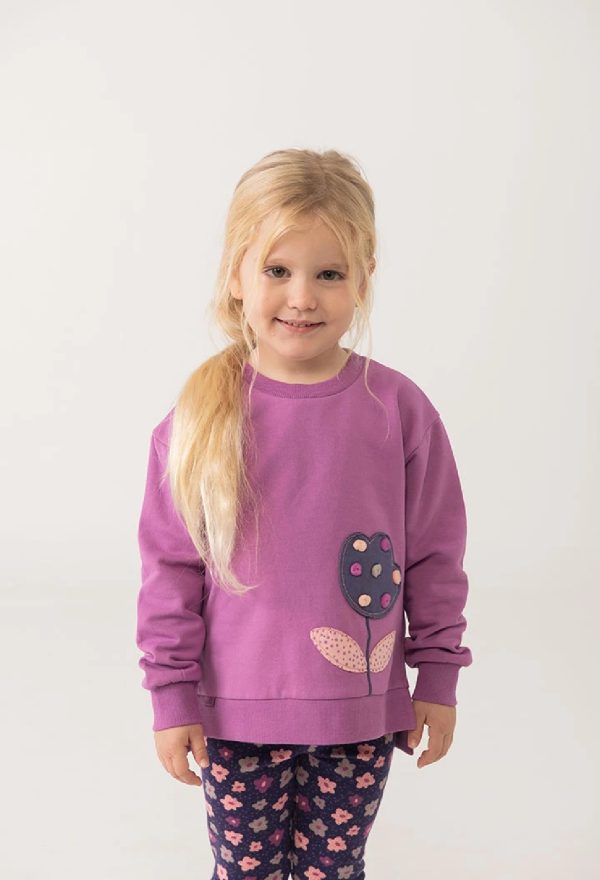 BOBOLI Felpa bambina lilla con fiore Mora - immagine 2