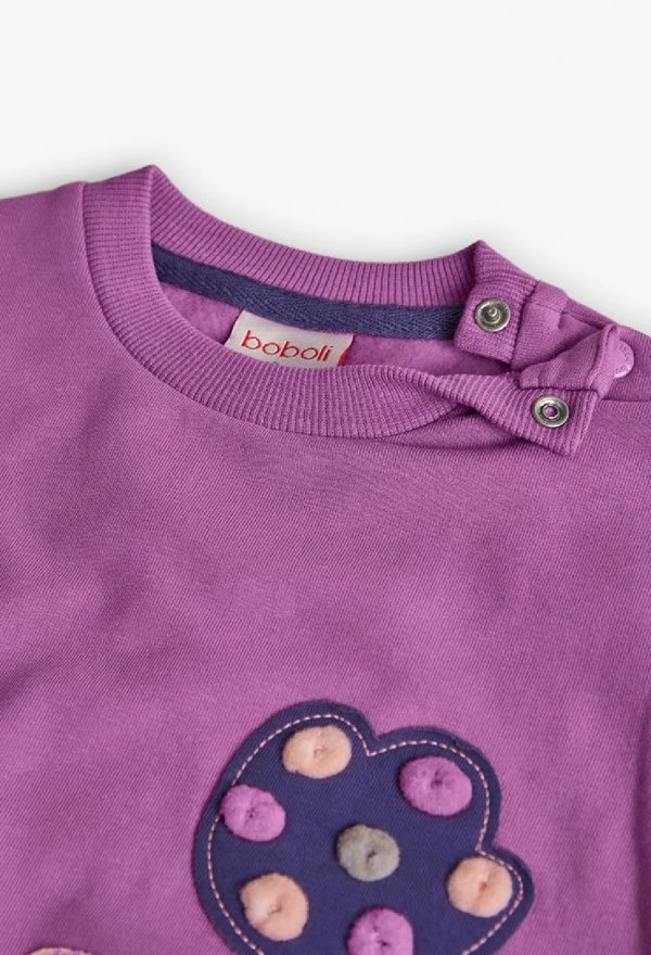 BOBOLI Felpa bambina lilla con fiore Mora - immagine 4