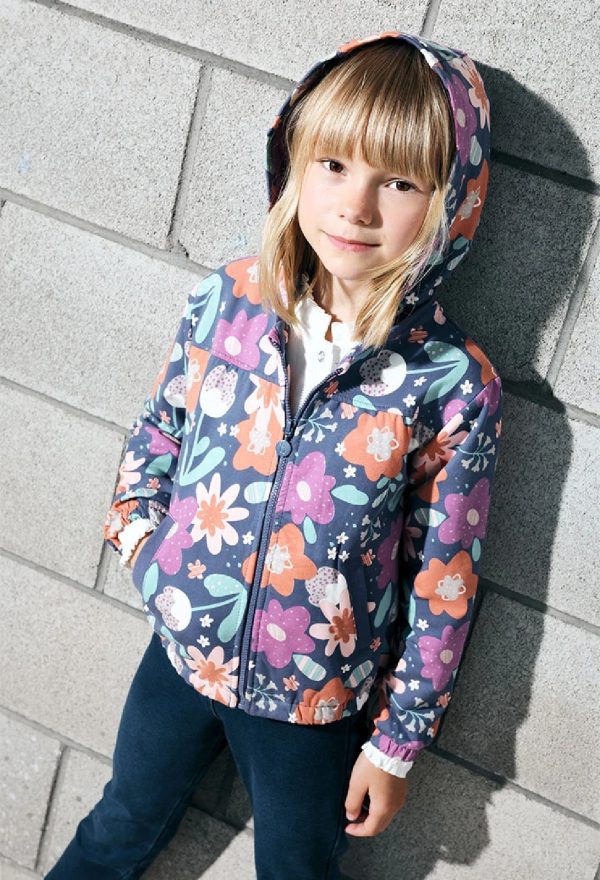 BOBOLI Giacca bambina in felpa a fiori con cappuccio removibile STAMPATO - immagine 2