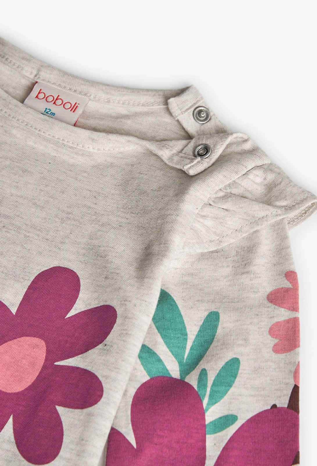 BOBOLI Abito in maglia beige con fiori 232063 - immagine 3