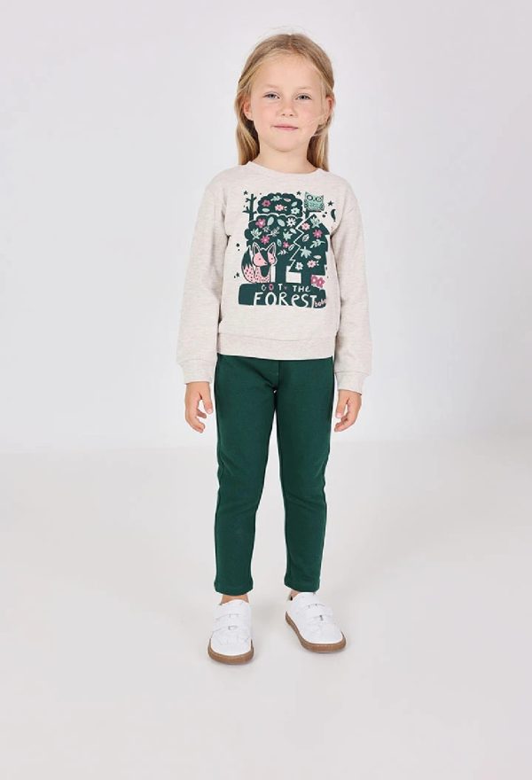 BOBOLI Completo bambina in felpa beige e verde - immagine 2