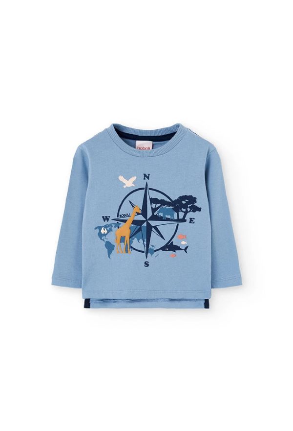 BOBOLI Maglietta bambino in cotone grigio con bussola BRUMA