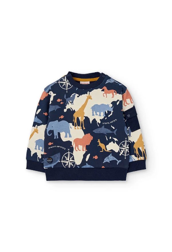 BOBOLI Felpa bambino animali blu marino 302049 STAMPATO