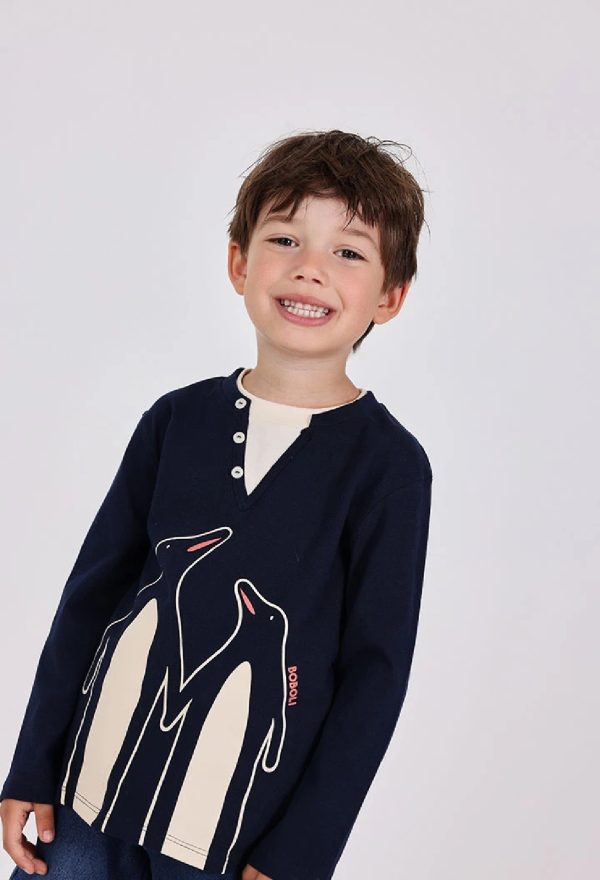 BOBOLI Maglietta bambino in maglia blu navy con pinguini MARINAIO - immagine 2