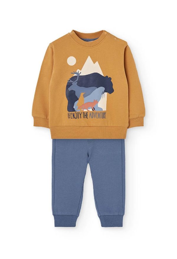 BOBOLI Completo bambino in maglia gialla con animali Grano