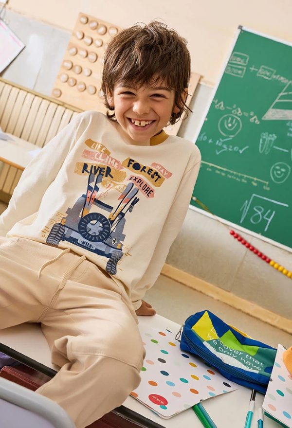 BOBOLI Maglietta bambino punto bianco stampato ECRU - immagine 2