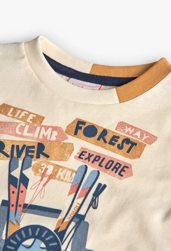 BOBOLI Maglietta bambino punto bianco stampato ECRU - immagine 4
