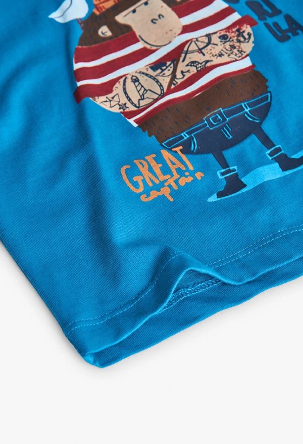 BOBOLI Maglietta bambino in jersey blu con gorilla marinaio 322041 CELESTE - immagine 2