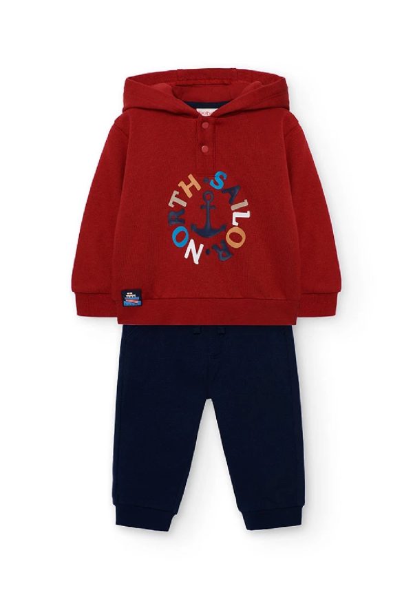 BOBOLI Completo bambino in maglia cappuccio granata 322085 granate