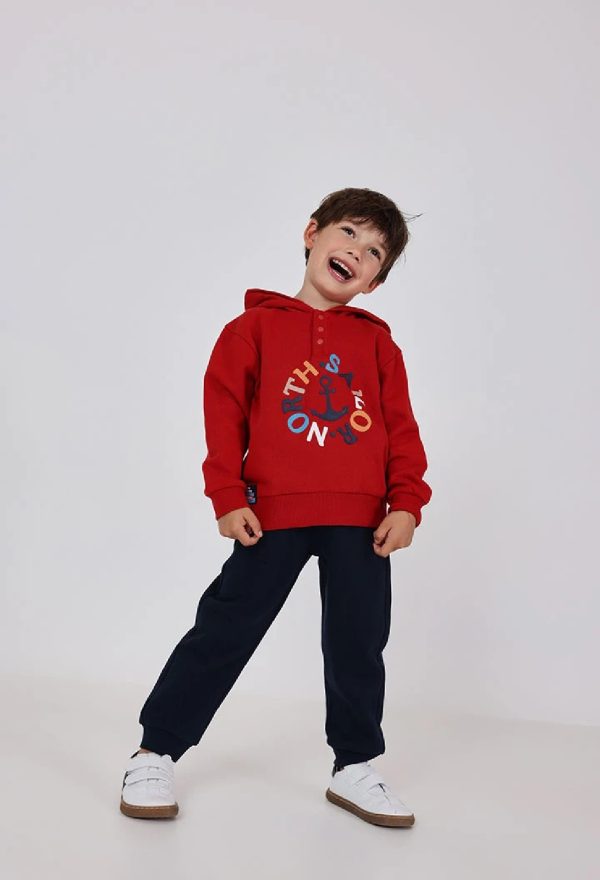 BOBOLI Completo bambino in maglia cappuccio granata 322085 granate - immagine 2