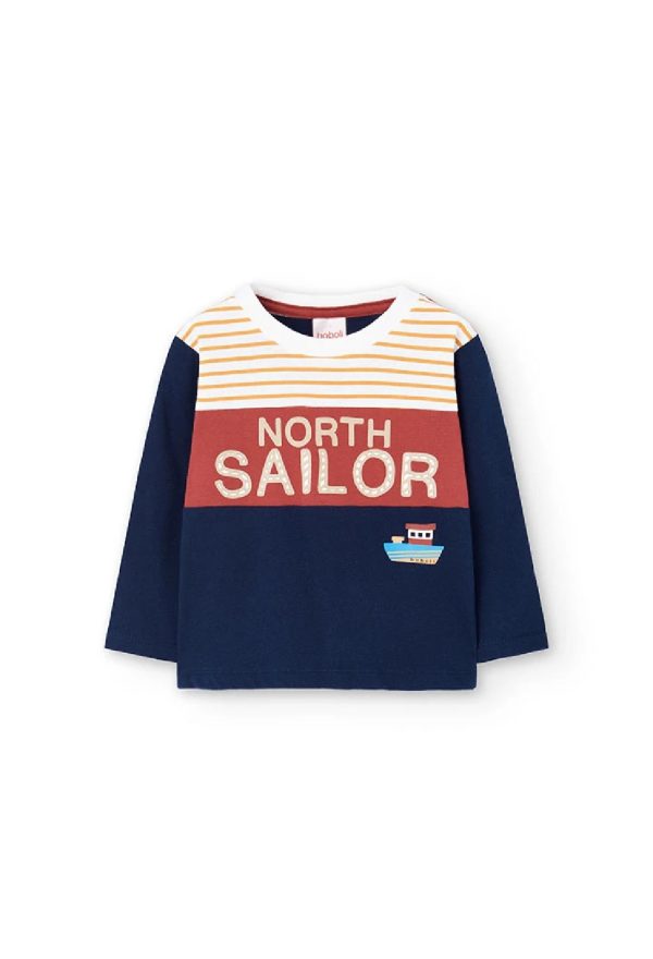 BOBOLI Maglietta bambino blu navy rigata 322096 MARINAIO