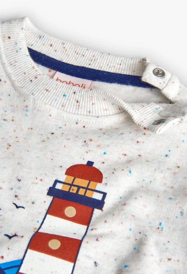 BOBOLI Felpa bambino di spugna bianco faro sole 322108 OFF WHITE - immagine 3