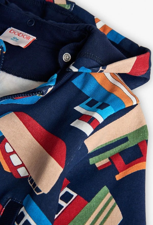 BOBOLI Giacca bambino in pile blu navy con barche 322119 STAMPATO - immagine 2