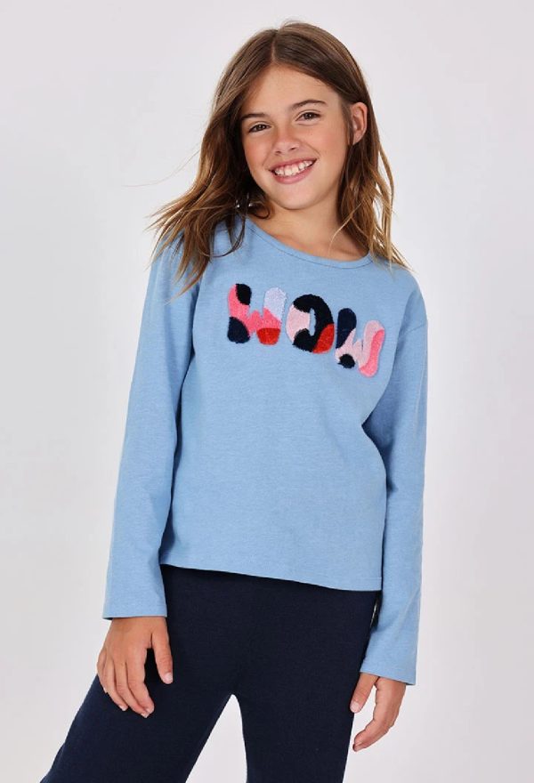 BOBOLI Maglietta bambina in cotone caldo blu 432043 AZZURRO - immagine 2