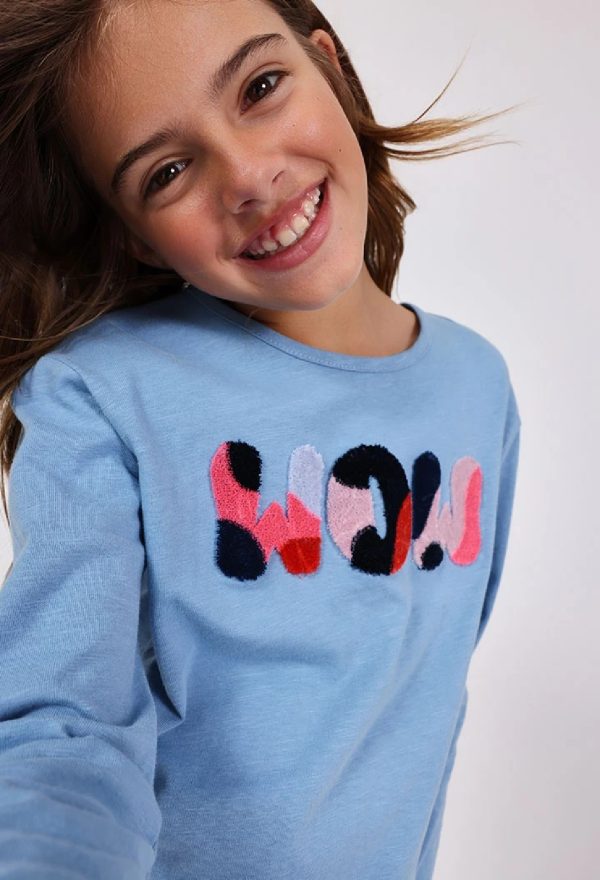 BOBOLI Maglietta bambina in cotone caldo blu 432043 AZZURRO - immagine 3