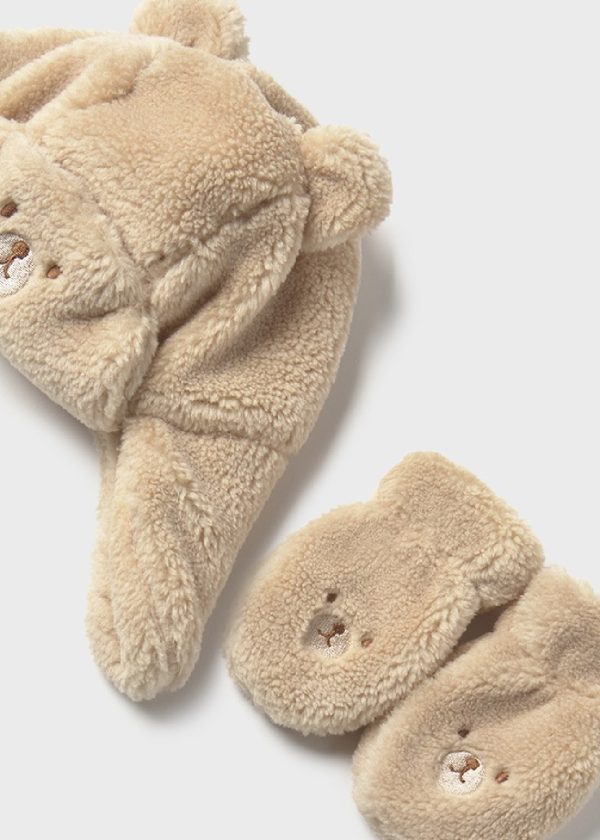 MAYORAL Completo cappello e manopole orso neonato LATTE - immagine 2