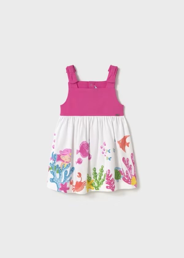 MAYORAL Vestito neonata combinato tinta unita e fiorato FUCSIA