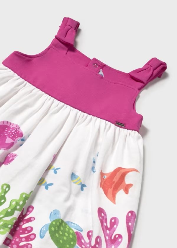 MAYORAL Vestito neonata combinato tinta unita e fiorato FUCSIA - immagine 2