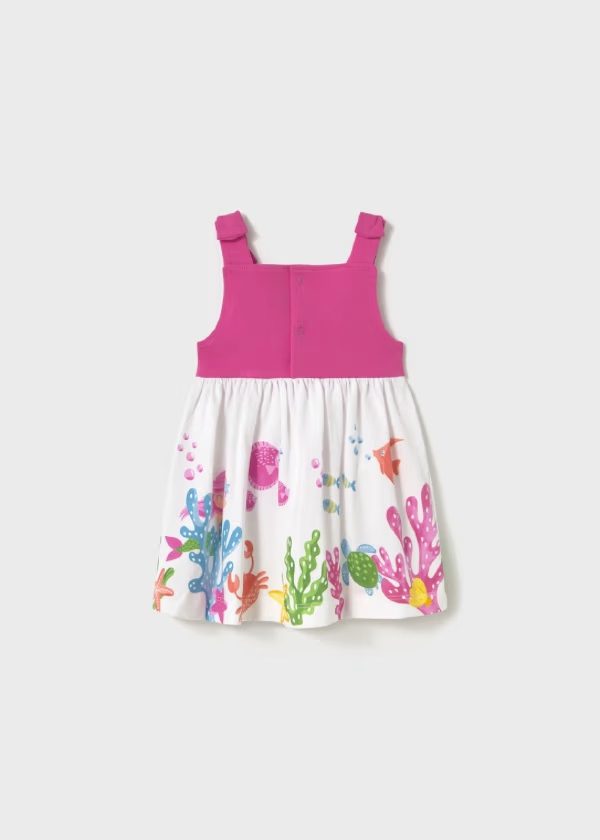 MAYORAL Vestito neonata combinato tinta unita e fiorato FUCSIA - immagine 3