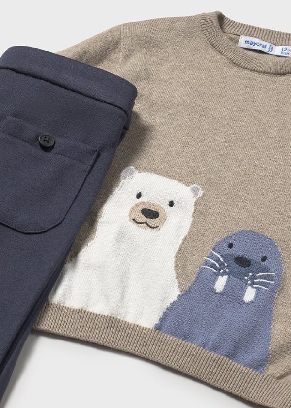 MAYORAL Completo pantalone e maglioncino con animali neonato baby NOTTE - immagine 2