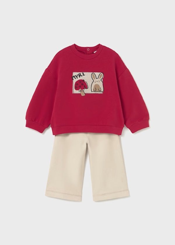MAYORAL Completo pantalone e maglione neonata ROSSO