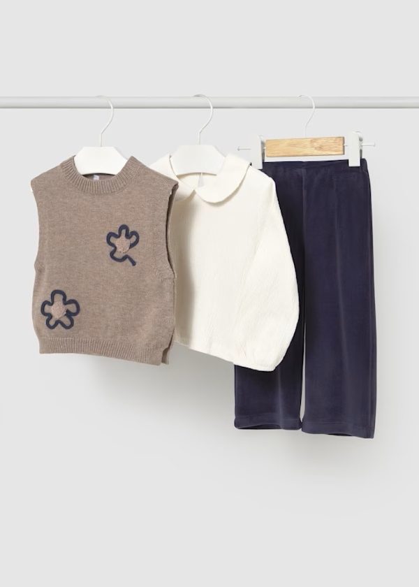 MAYORAL Completo gilet 3 pezzi neonata MARINO