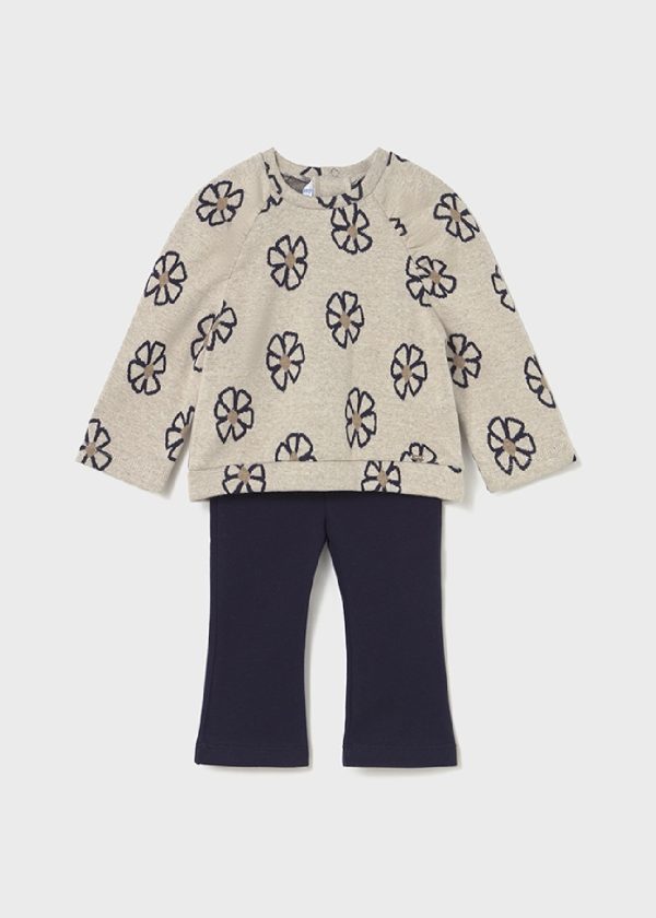 MAYORAL Completo leggings e felpa stampata neonata MARINO