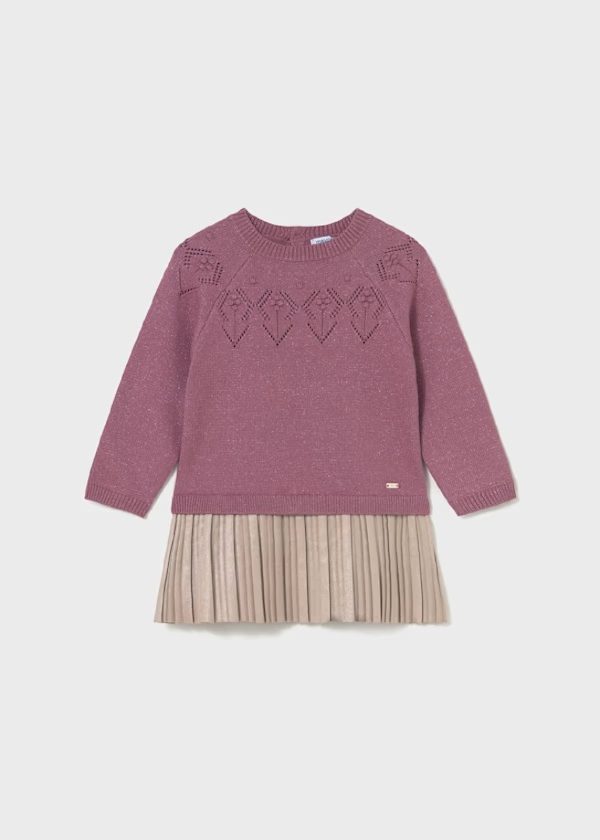 MAYORAL Vestito combined in maglia neonata Rosato scu
